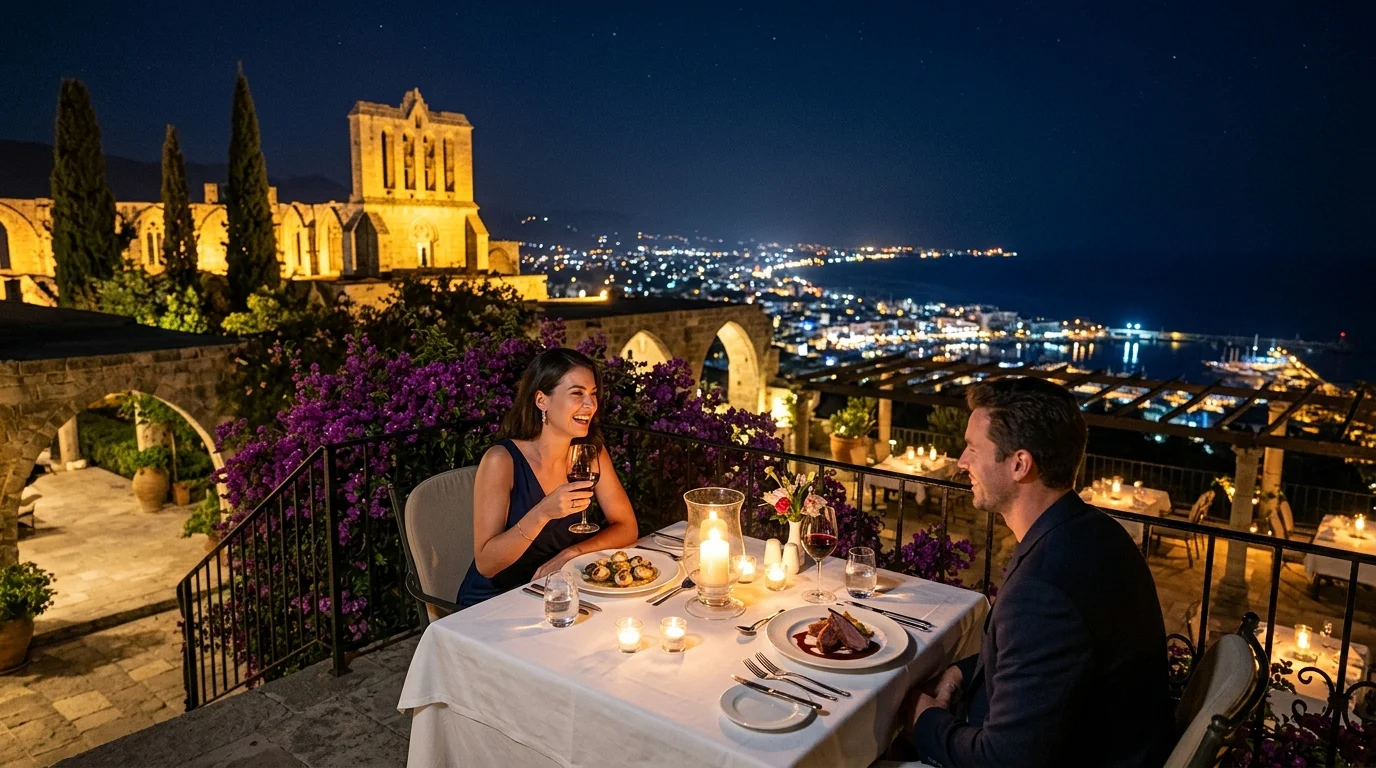 Bellapais Köyü Manzaralı Romantik Restoranlar: Gurme Akdeniz Akşamları
