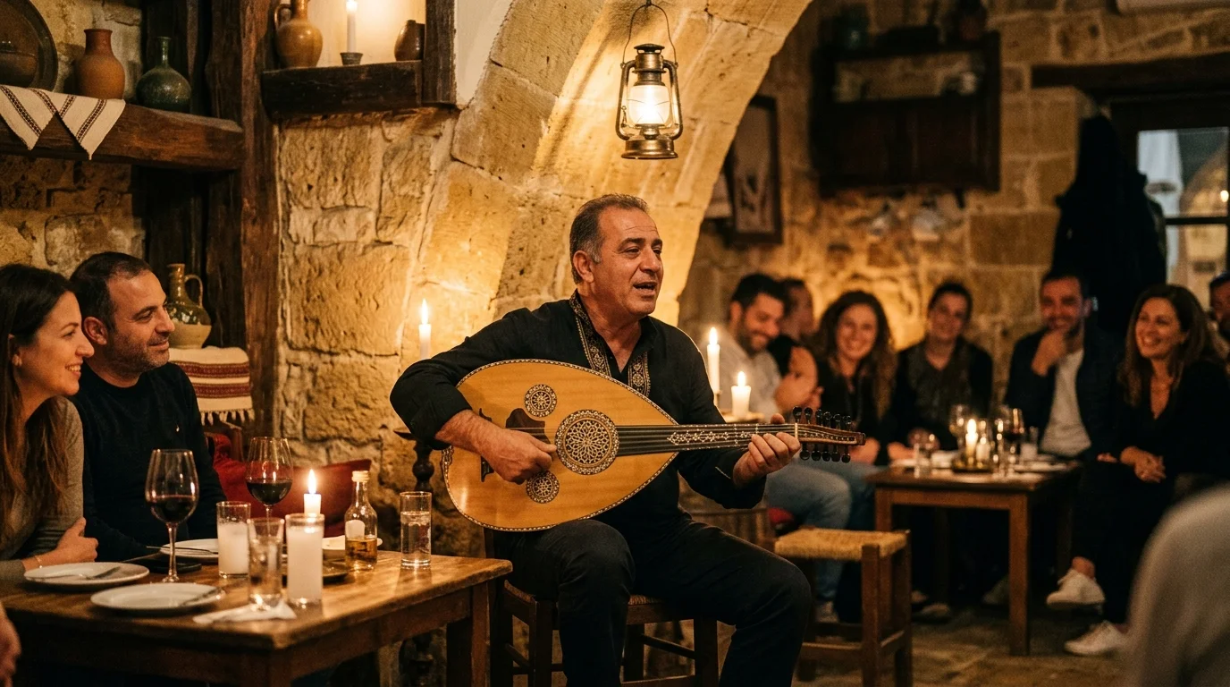 Lefkoşa Tarihi Meyhanede Ud Çalan Sanatçı