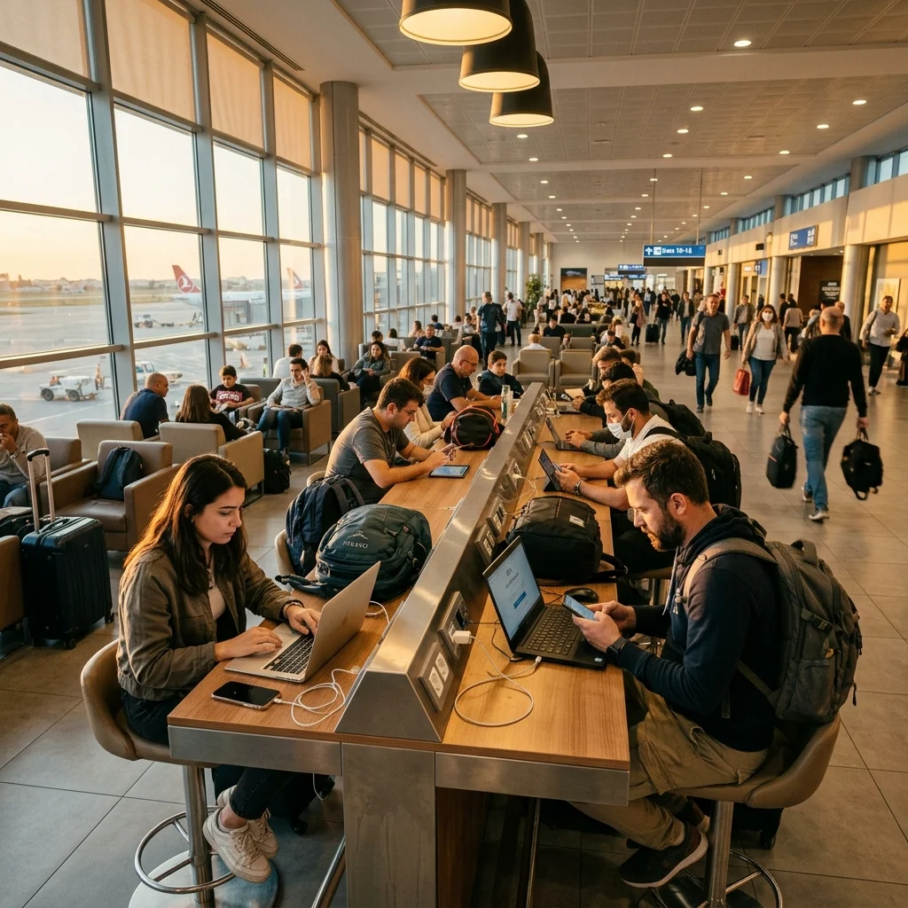 Ercan Havalimanı Şarj İstasyonları, Wi-Fi ve İnternet Erişimi