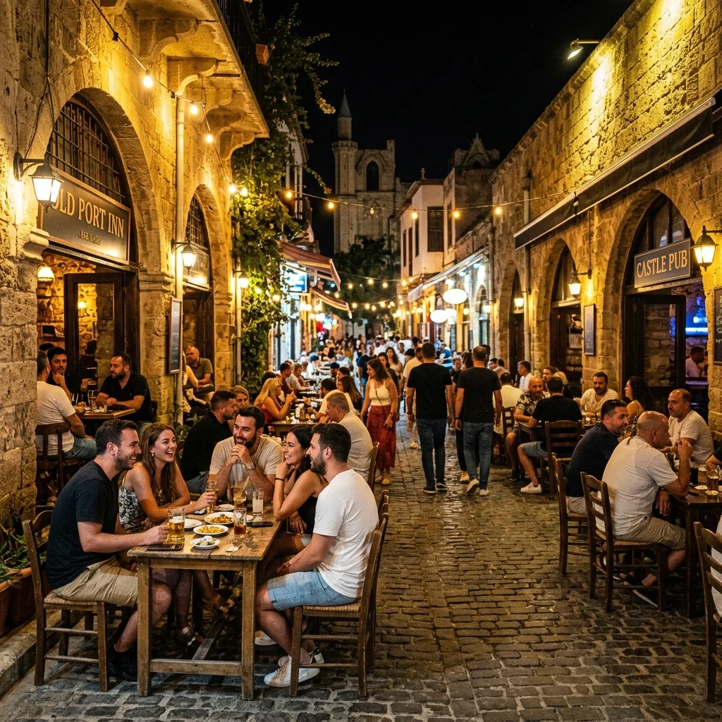 Gazimağusa Kale İçi Gece Işıklandırması ve Tarihi Barlar - Mekan ve Gece Görseli