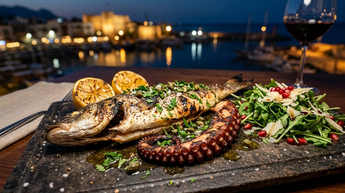 Girne Antik Liman Izgara Deniz Levreği ve Ahtapot