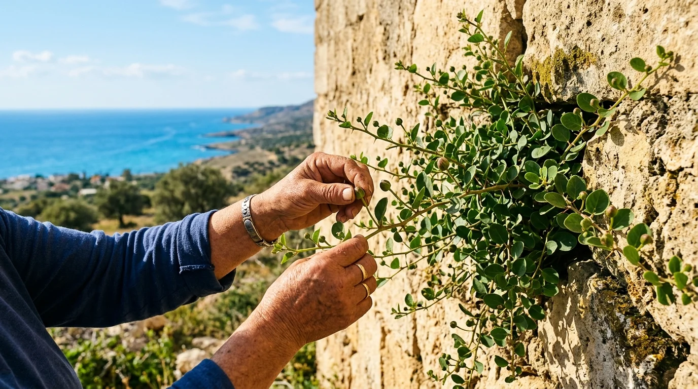 Girne Kalesi Surlarındaki Kayalıklarda Yabani Gabbar Toplama