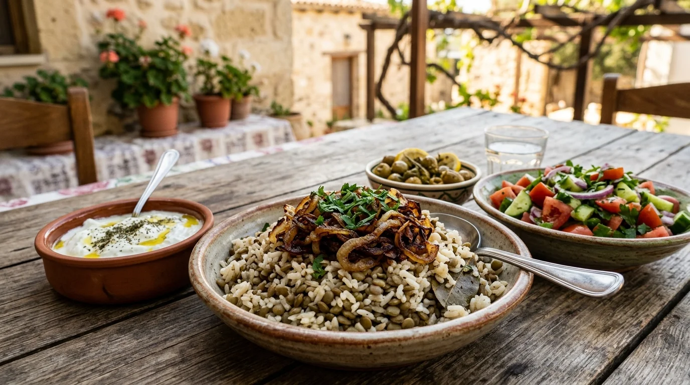 Mücendra Pilavı: Yeşil Mercimek, Pirinç ve Karamelize Soğan Uyumu
