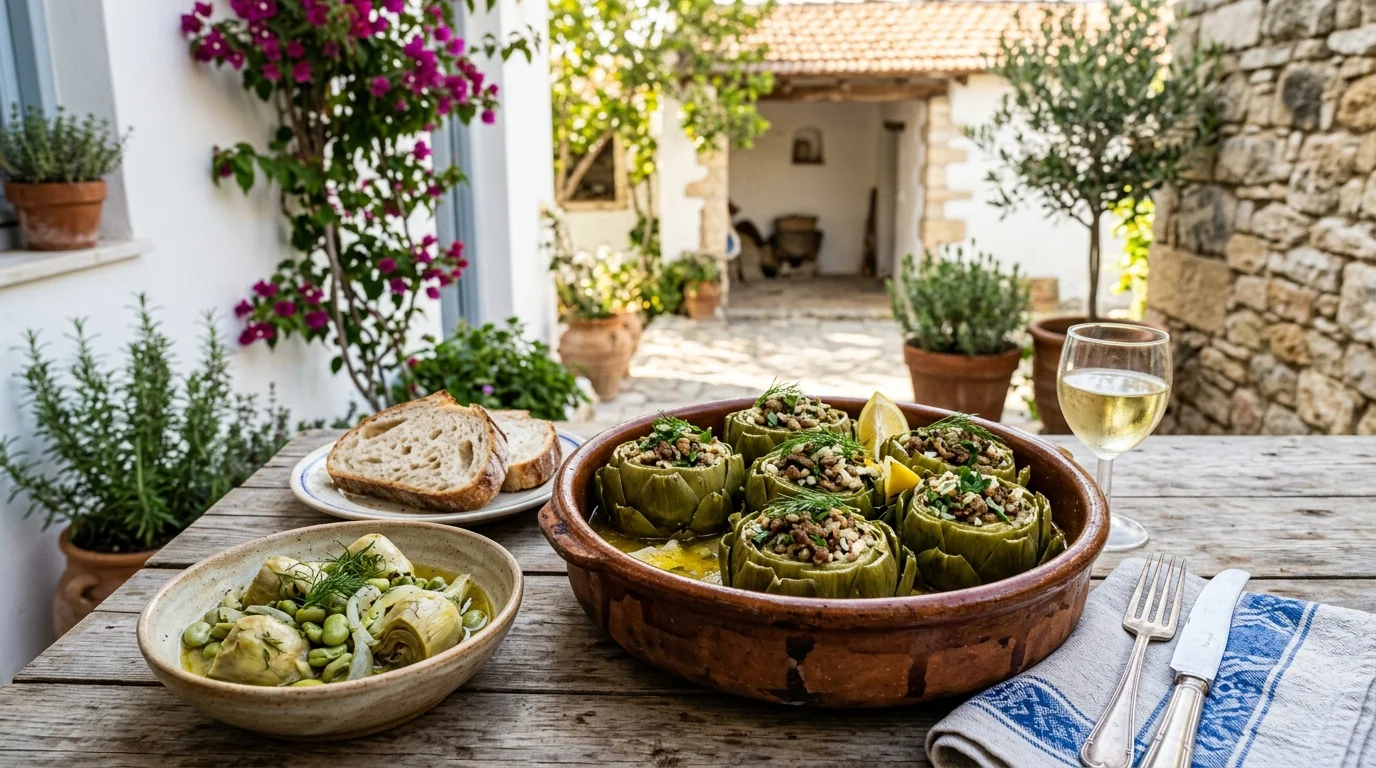 Kıbrıs Usulü Kıymalı Enginar Dolması ve Zeytinyağlı Bahar Enginarı